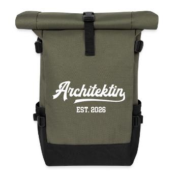 Architektin 2026 Architektur Studium Abschluss - Rolltop Rucksack - Olive/Schwarz - Vorne