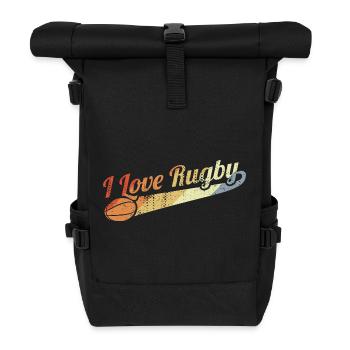 I love rugby - Roll Top Backpack - black - Front