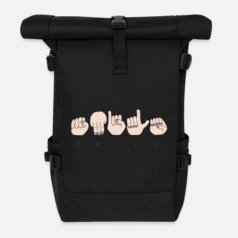 Gebärdensprache - Rolltop Rucksack - Schwarz