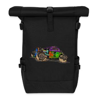 Hotrod Muskelcar Hot Rod Graffiti Design - Rolltop Rucksack - Schwarz - Vorne