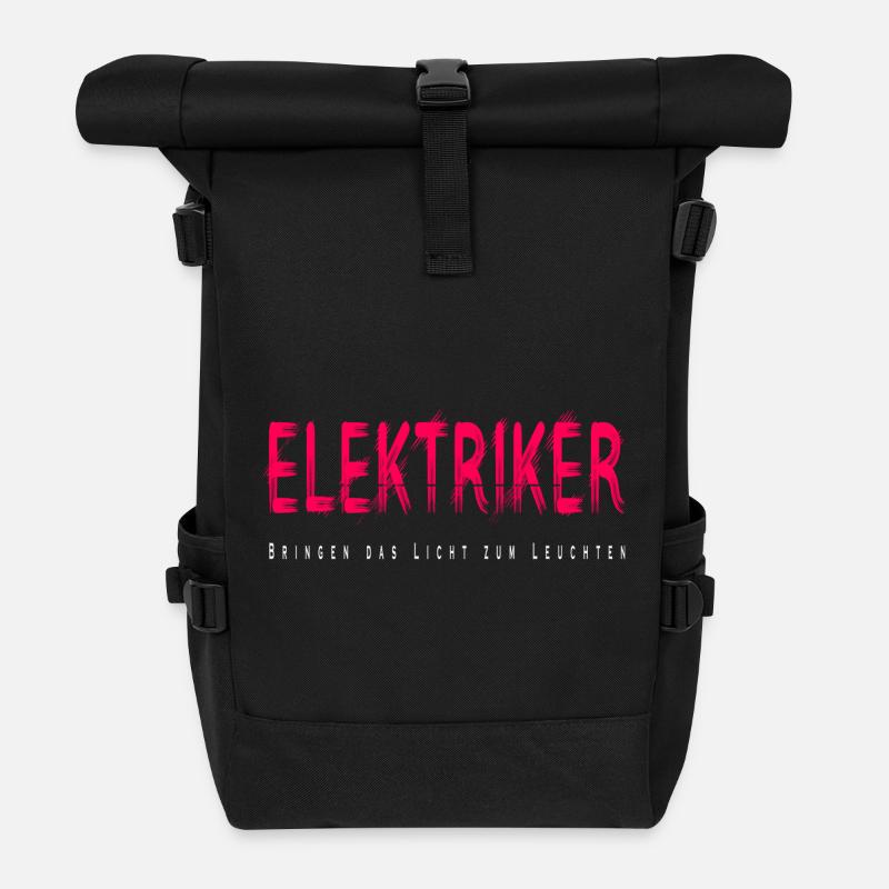 Elektriker Handwerke Design - Rolltop Rucksack - Schwarz