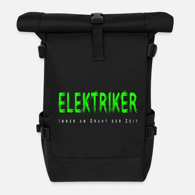 Elektriker Handwerker Design - Rolltop Rucksack - Schwarz