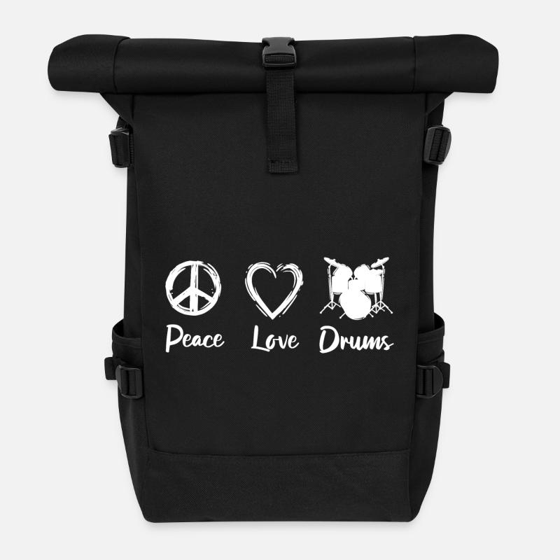 Tambours d’amour de paix - Sac à dos roll top - noir
