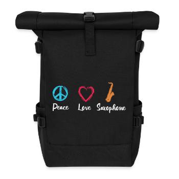 Peace Love Saxophone - Roll Top Backpack - black - Front