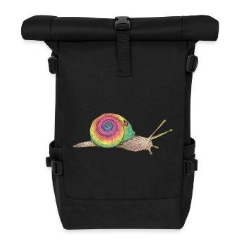 colorful snail with rainbow shell - Roll Top Backpack - black - Front