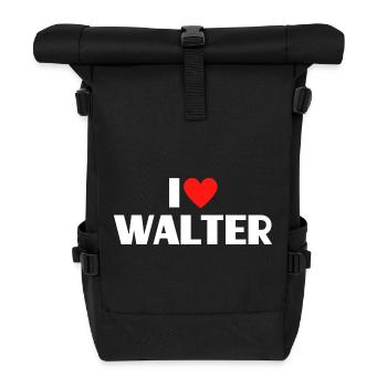 I love Walter Rotes Herz Romantischer Name Fan - Rolltop Rucksack - Schwarz - Vorne
