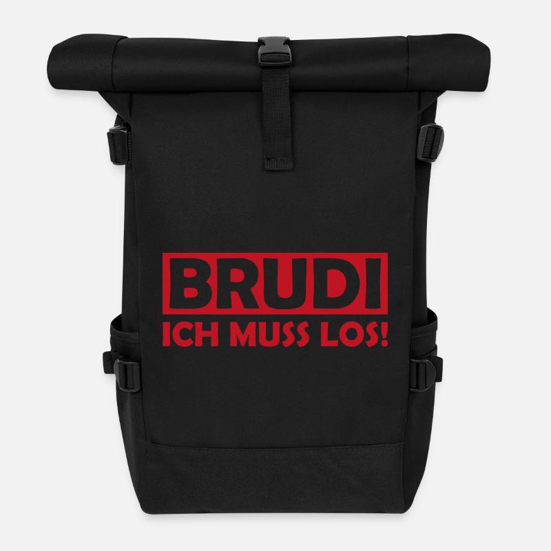 BRUDI Ich Muss Los - Rolltop Rucksack - Schwarz