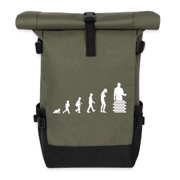Evolution from baby to bricklayer / profession - Roll Top Backpack - olive/black - Front
