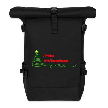 Frohe Weihnachten - Minimalistisch - Rolltop Rucksack - Schwarz - Vorne