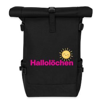 HALOLÖCHEN, SÜSSE BEGRÜSSUNG MIT SONNE, POSITIVITY - Rolltop Rucksack - Schwarz - Vorne