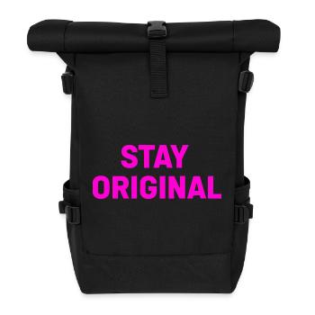 Stay Original Neon Pink Typo - Roll Top Backpack - black - Front