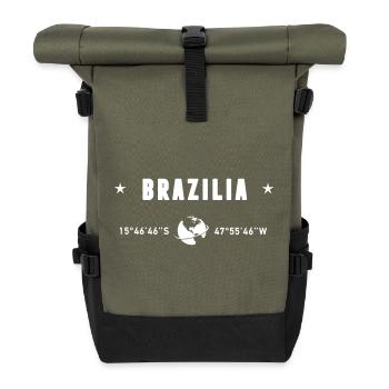 Brasilia Brazil Coordinates Planet Earth White - Roll Top Backpack - olive/black - Front