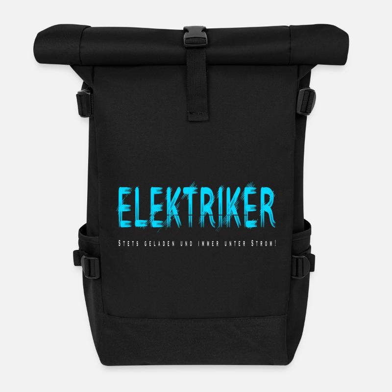 Elektriker Handwerker Design - Rolltop Rucksack - Schwarz