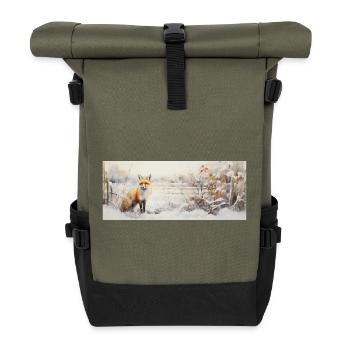 Fox Landscape Snow - Roll Top Backpack - olive/black - Front