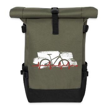 Bike Heartbeat Grafik - Rolltop Rucksack - Olive/Schwarz - Vorne