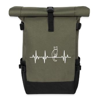 Cat Heart Palpitations - Roll Top Backpack - olive/black - Front