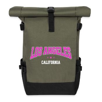 Los Angeles Neon City - Rolltop Rucksack - Olive/Schwarz - Vorne