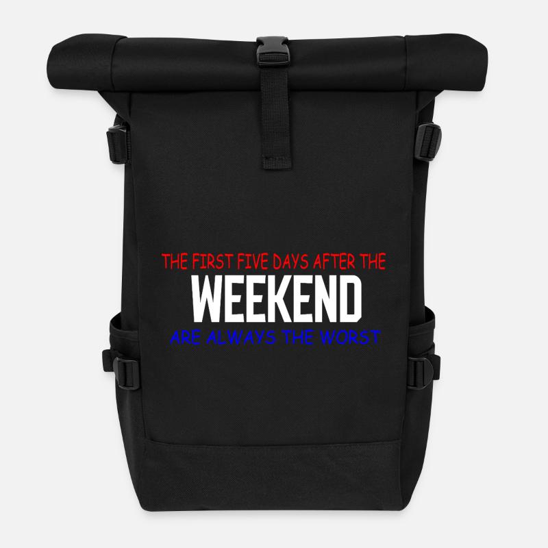 Weekend Blues: The First Five Days - Roll Top Backpack - black