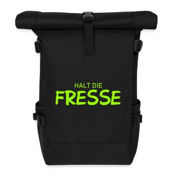 Halt die Fresse - Cooler Spruch - Rolltop Rucksack - Schwarz - Vorne