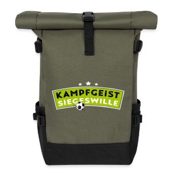 Fighting spirit - The will to win - Football - Roll Top Backpack - olive/black - Front