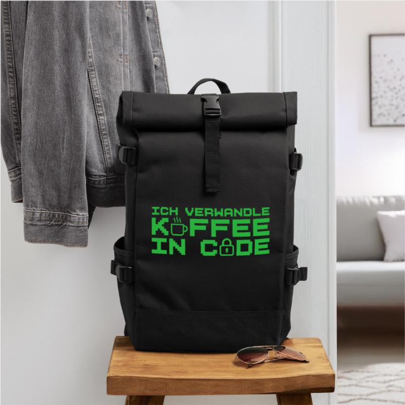 Informatik Verwandle Kaffee in Code Programmierer Rolltop Rucksack