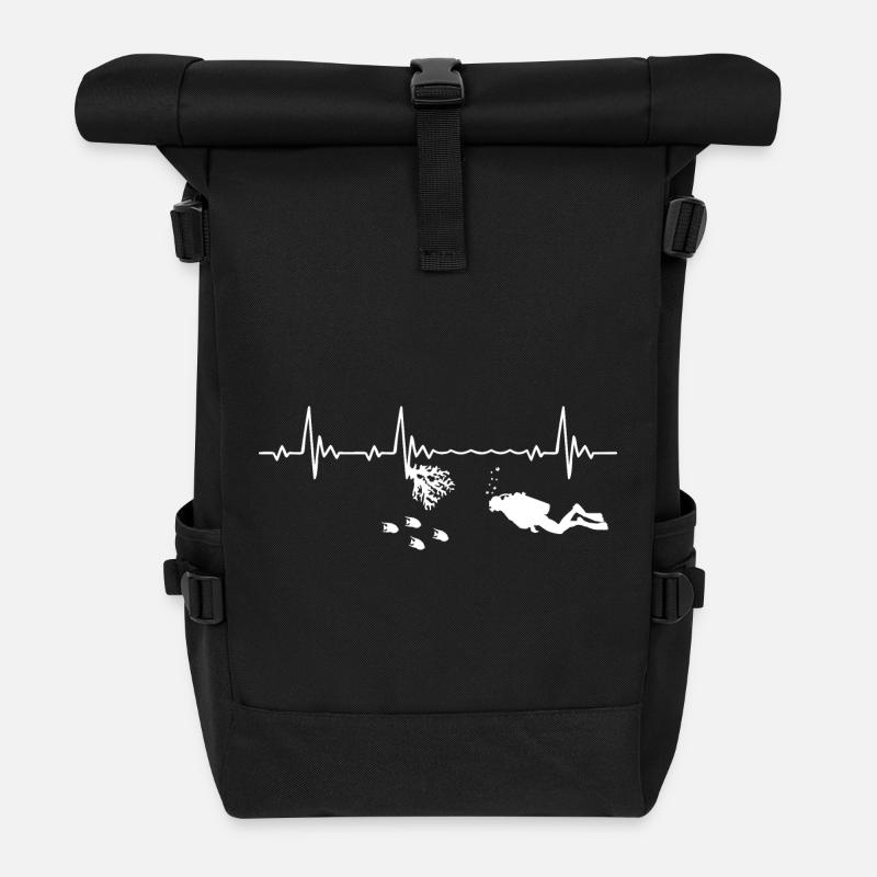 Taucher Taucherin Heartbeat Frequenz Puls EKG - Rolltop Rucksack - Schwarz