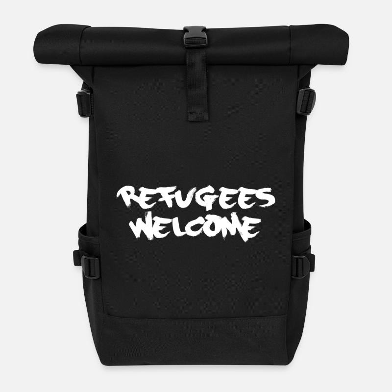 refugees welcome - Rolltop Rucksack - Schwarz