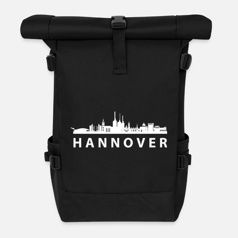 Hannover Skyline Silhouette design - Rolltop Rucksack - Schwarz