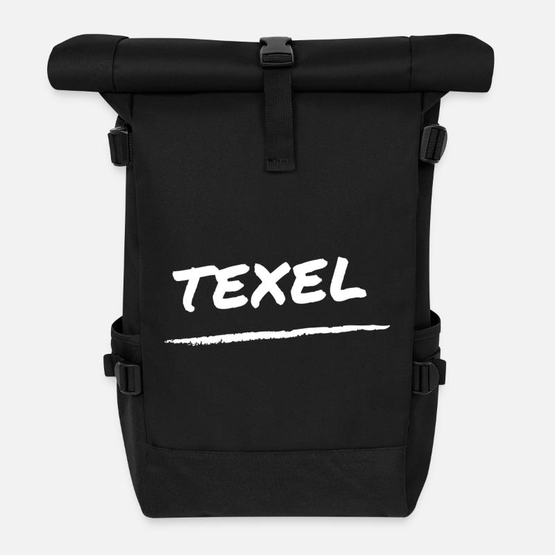 Lettrage Texel - Sac à dos roll top - noir