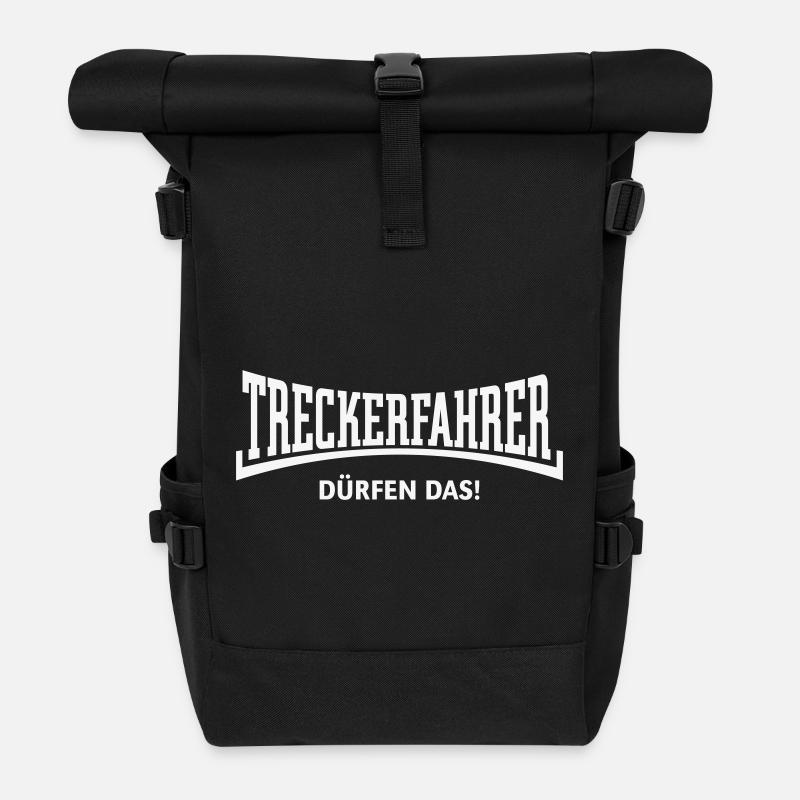 Treckerfahrer Dürfen Das! Trecker Traktor Konkav W - Rolltop Rucksack - Schwarz