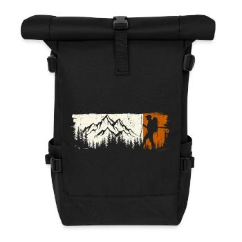 Mountain Explorer Silhouette T-Shirt - Rolltop Rucksack - Schwarz - Vorne