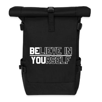 Motivierende Textgestaltung für mehr Selbstvertrauen - Rolltop Rucksack - Schwarz - Vorne