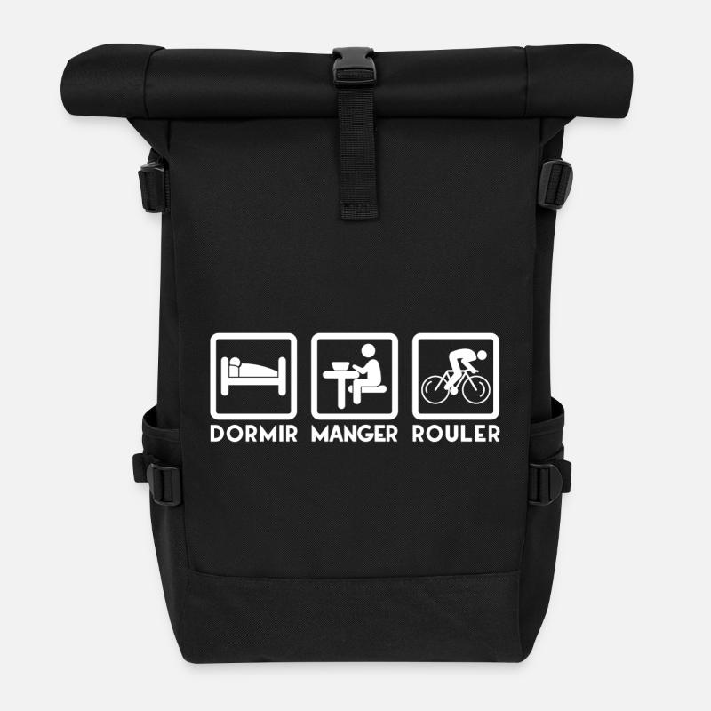 Tagesrhythmus Schlaf Iss Fahrt - Rolltop Rucksack - Schwarz