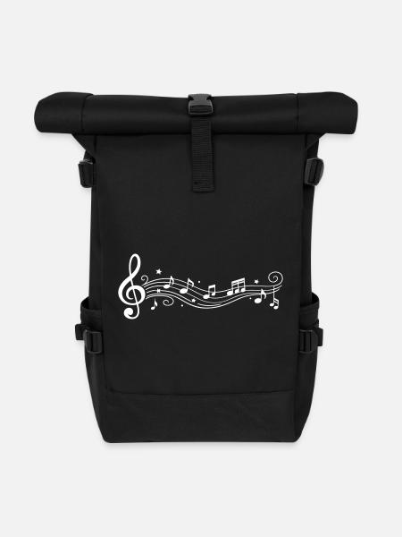 Musiknoten Melodie Notenschlüssel - Rolltop Rucksack - Schwarz