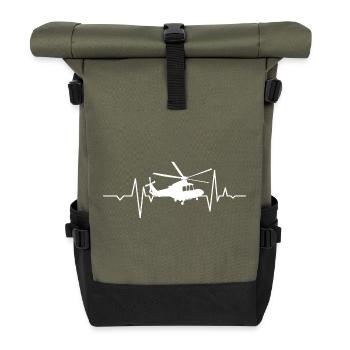 Helicopter Heartbeat Pulse Rate - Roll Top Backpack - olive/black - Front