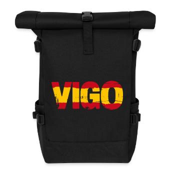 Vigo Flagge Spanien - Rolltop Rucksack - Schwarz - Vorne
