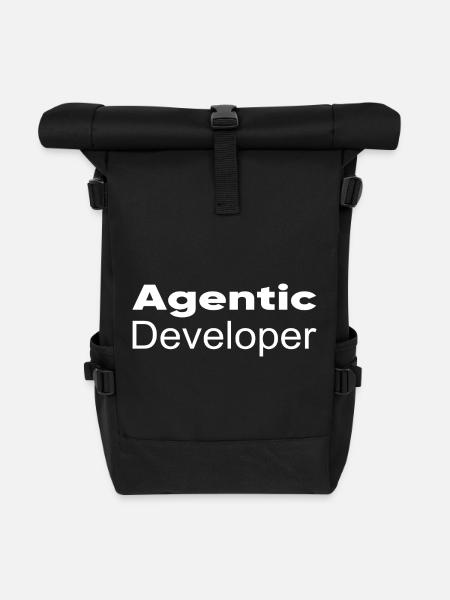 Techno-utopia: Agentic Developer - Roll Top Backpack - black