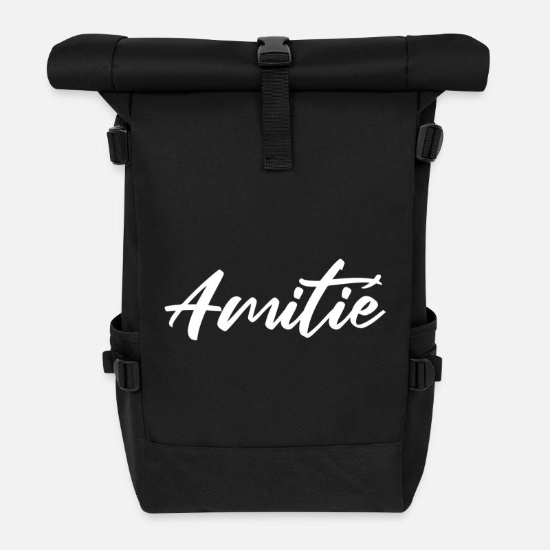 Freundschafts-Elegante Schrift - Rolltop Rucksack - Schwarz