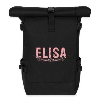 ELISA decorated - Roll Top Backpack - black - Front