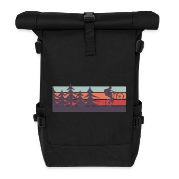 Retro MTB Mountain Bike Forest - Roll Top Backpack - black - Front