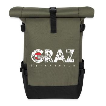 Graz City Grunge Logo Austria - Roll Top Backpack - olive/black - Front