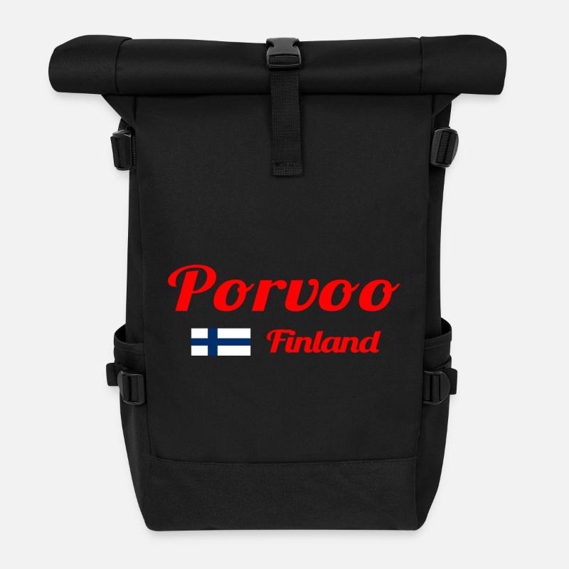 Porvoo, Finlande - Imprimés élégants - Sac à dos roll top - noir