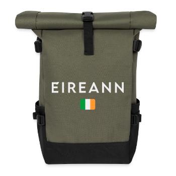 Flagge von Irland, Irish Pride - Rolltop Rucksack - Olive/Schwarz - Vorne