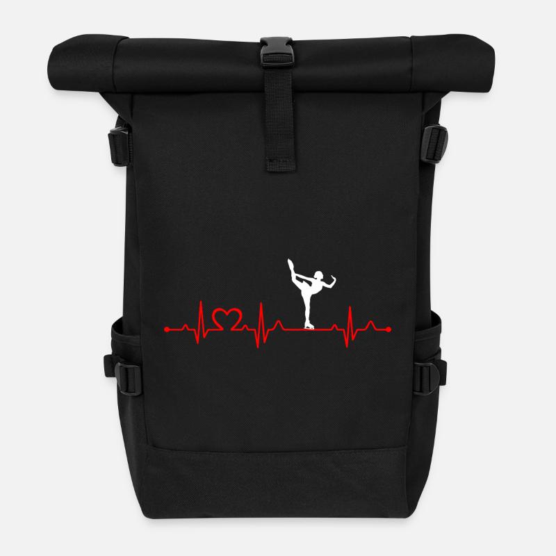 Eiskunstlauf Mädchen Herzschlag EKG Eisläufer Mädchen - Rolltop Rucksack - Schwarz