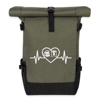 Heart Street Workout Beer - Roll Top Backpack - olive/black - Front