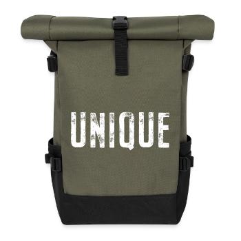 Unique Einzigartig Unikat Selbstwert Einzig Artig - Rolltop Rucksack - Olive/Schwarz - Vorne