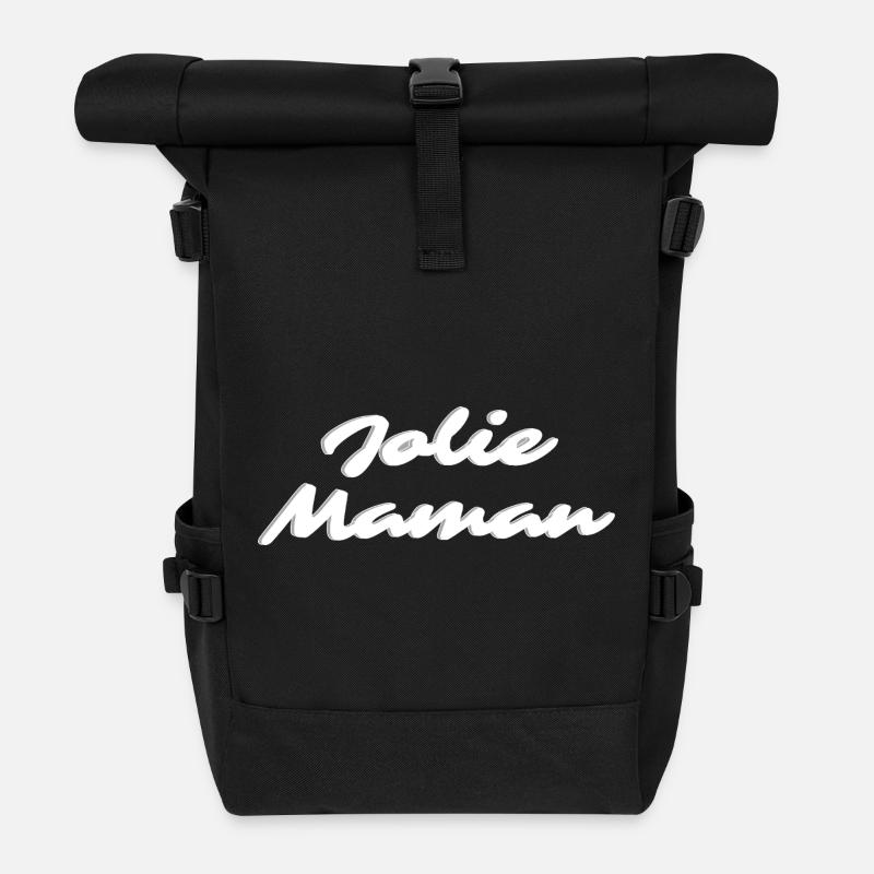 Pretty White Mom - Roll Top Backpack - black