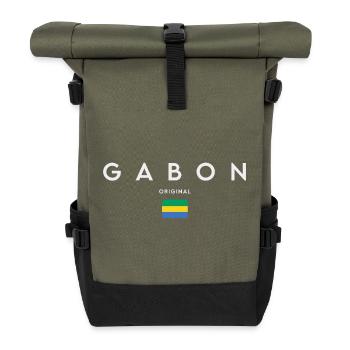Gabonese pride, minimalist sleek design - Roll Top Backpack - olive/black - Front