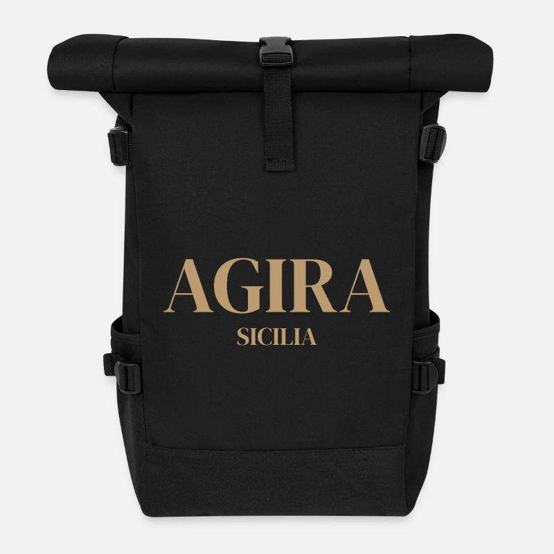 Agira Sicilia Emblem - Roll Top Backpack - black