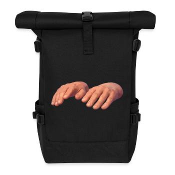 Hands in soft earth tones - Roll Top Backpack - black - Front